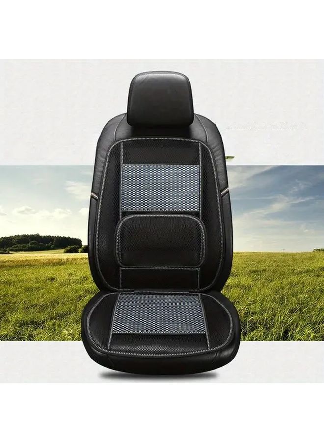 Bamboo Fiber Car Seat Cushion Cooling Pad Breathable Mesh Ergonomic Support Non Slip Universal Fit Comfortable Beige - Image 4